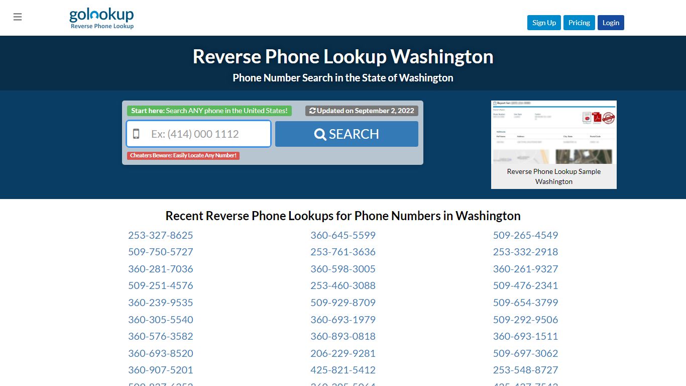 Washington Reverse Phone LookUp