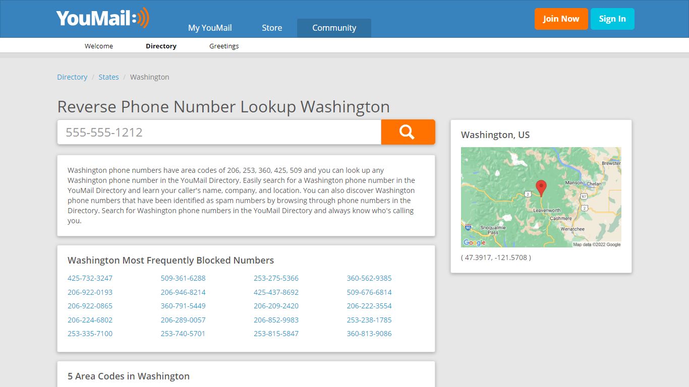 Washington Phone Numbers - Reverse Phone Number Lookup WA | YouMail